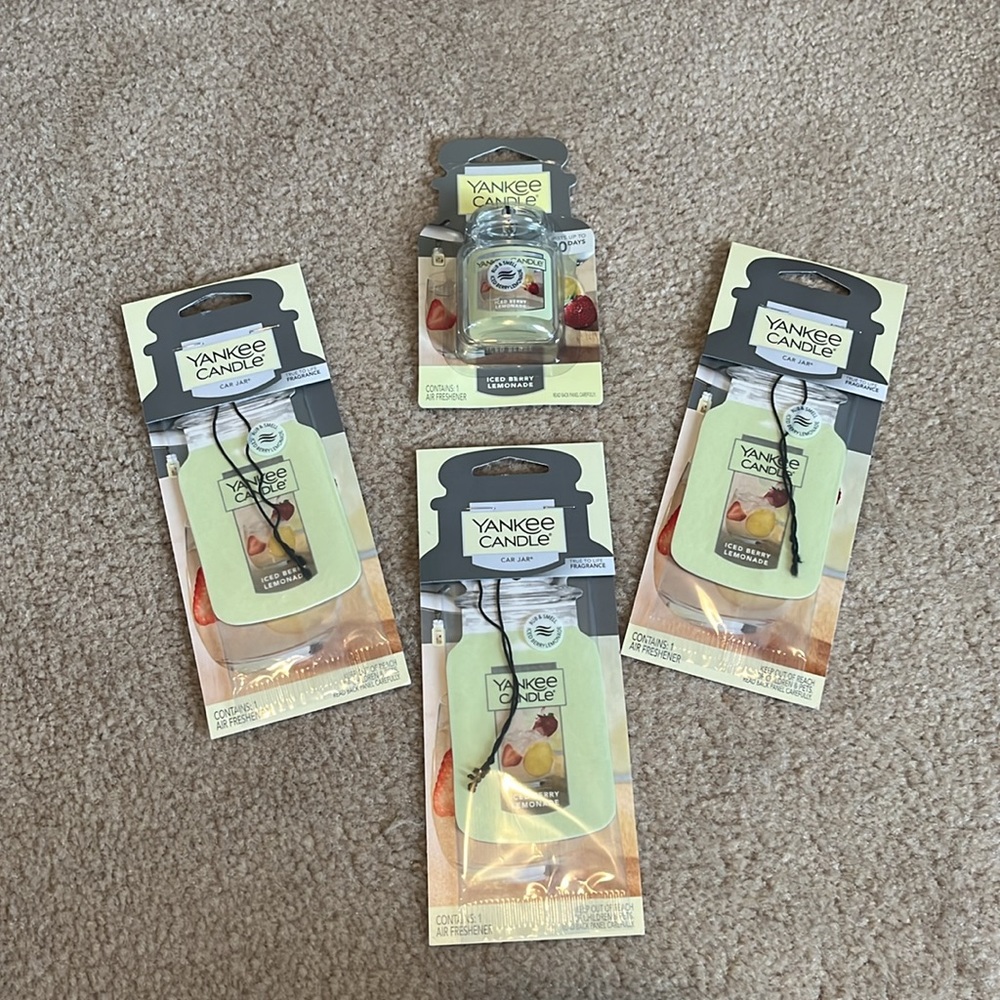 Set of Four (4) Yankee Candle Iced Berry Lemonade Car Jar Air Fresheners